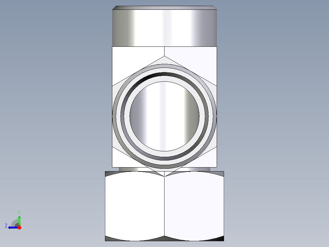 卡套式工业通用硬管接头EO_Swivel_nut_run_tee_EL28LOMD71右视图