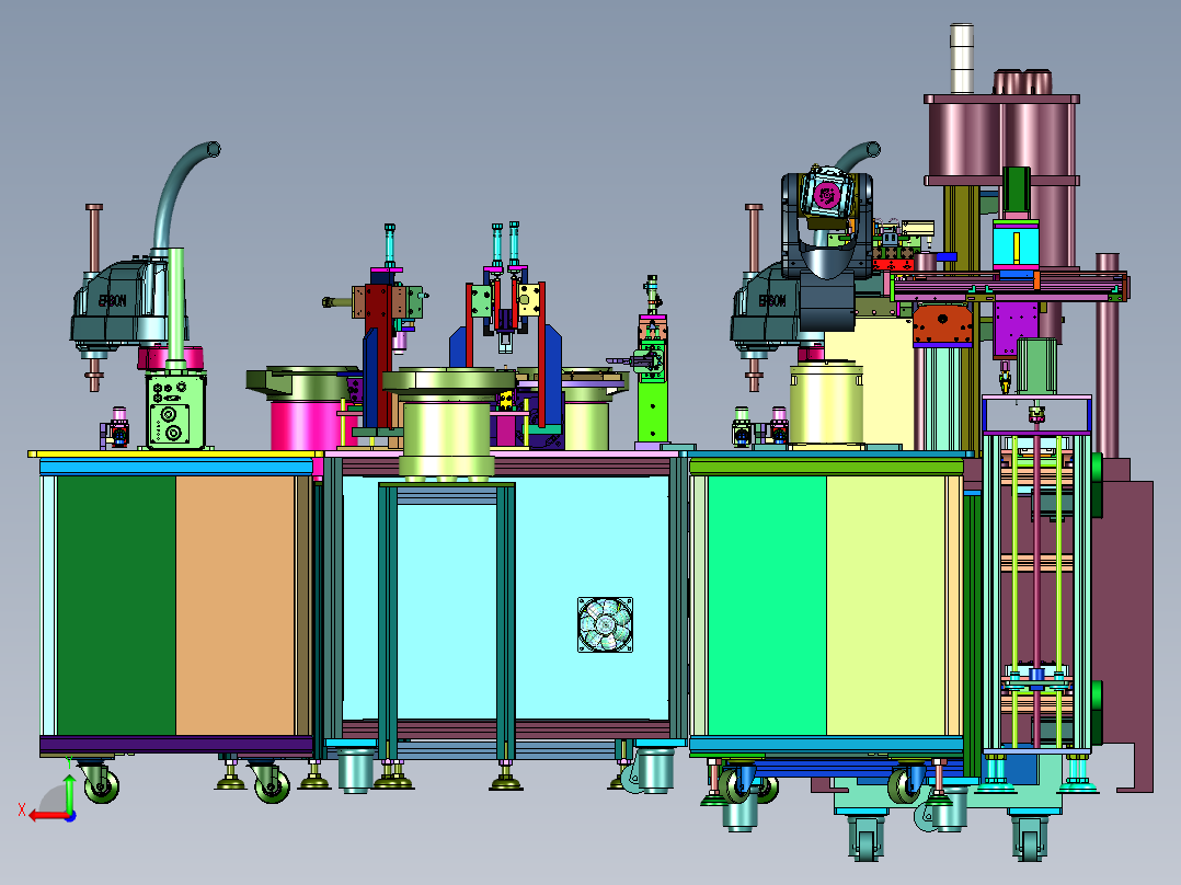 发热体锅炉涂胶打螺丝组装线后视图