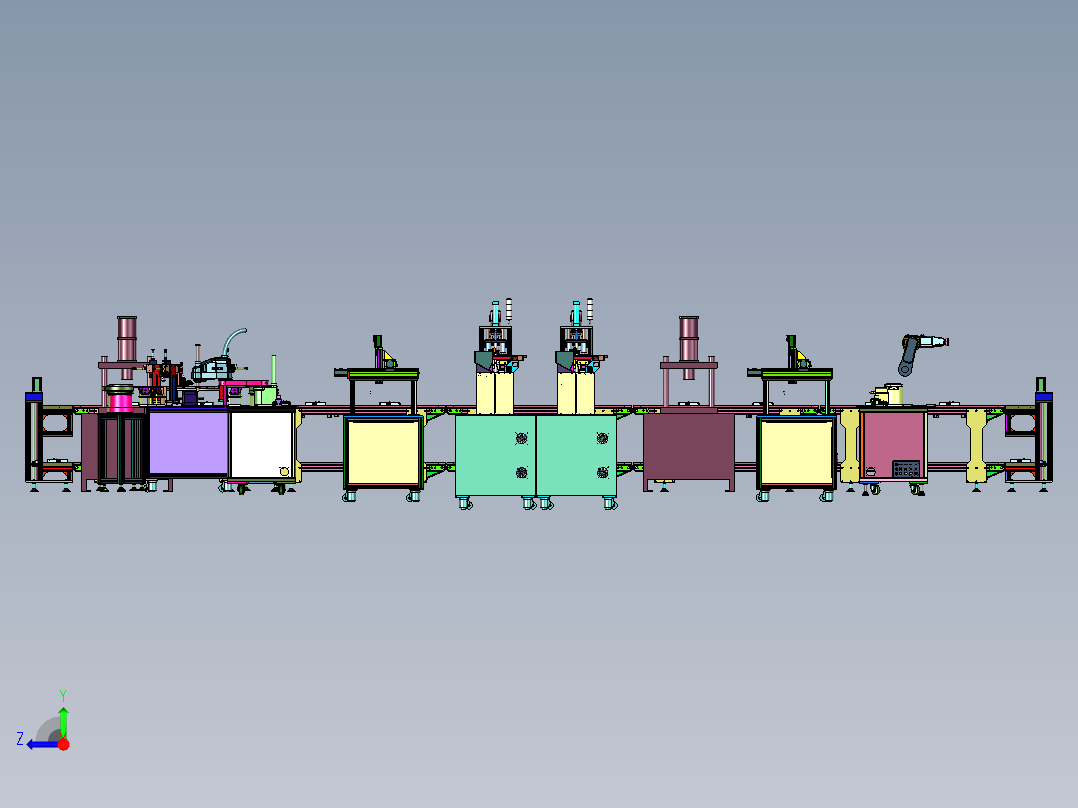 发热体锅炉涂胶打螺丝组装线右视图