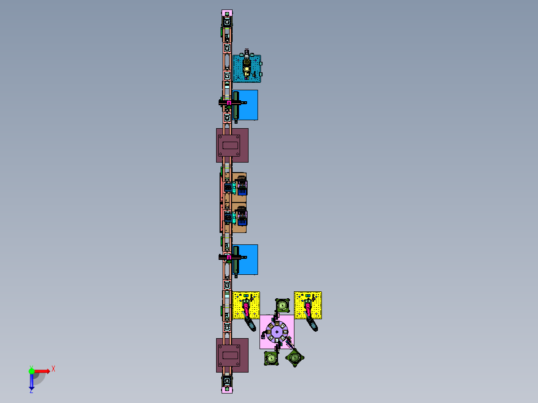 发热体锅炉涂胶打螺丝组装线俯视图
