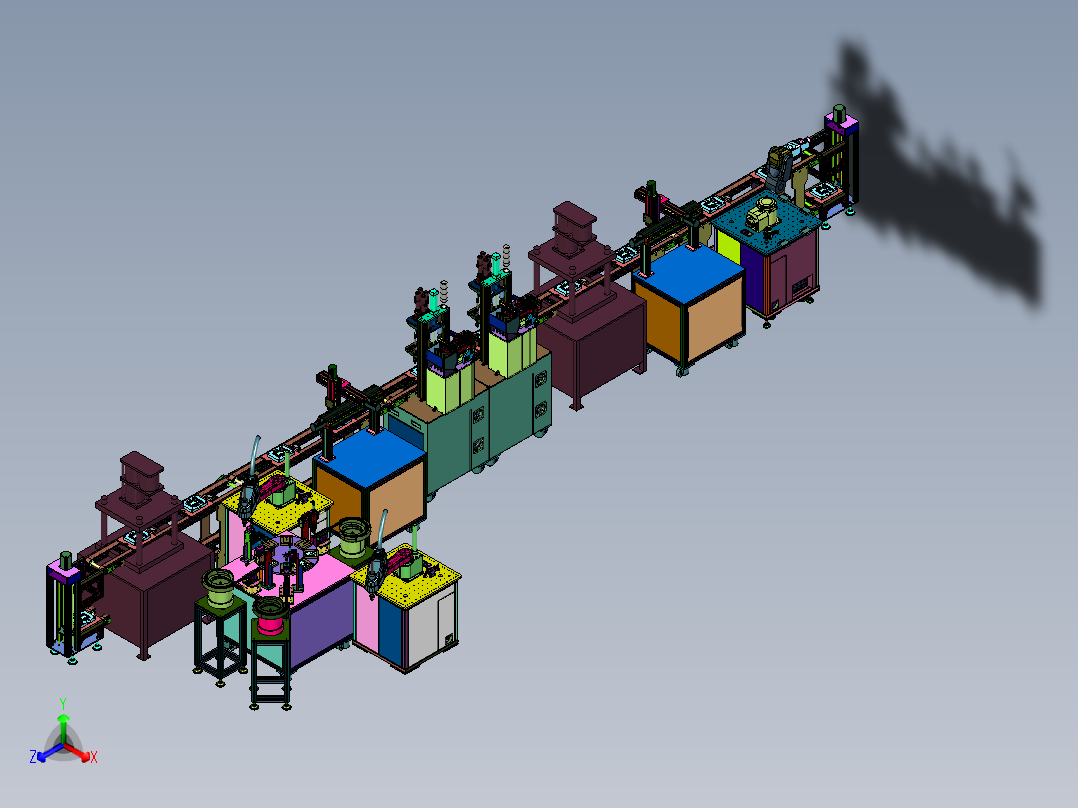 发热体锅炉涂胶打螺丝组装线正等轴测图