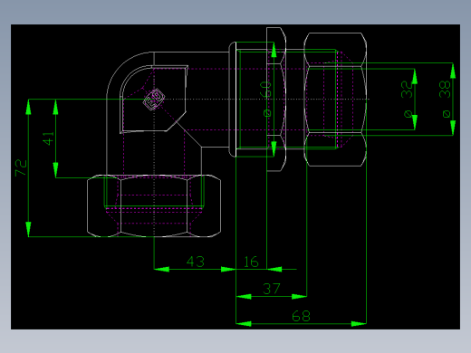 PARKER管接头EO Bulkhead elbow WSV38S71(16)_front