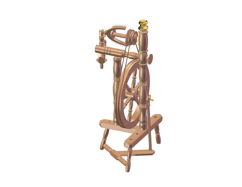 手工纺车SW12版本设计3D模型SolidWorks三维设计图