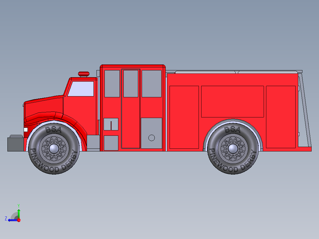 消防灭火车右视图