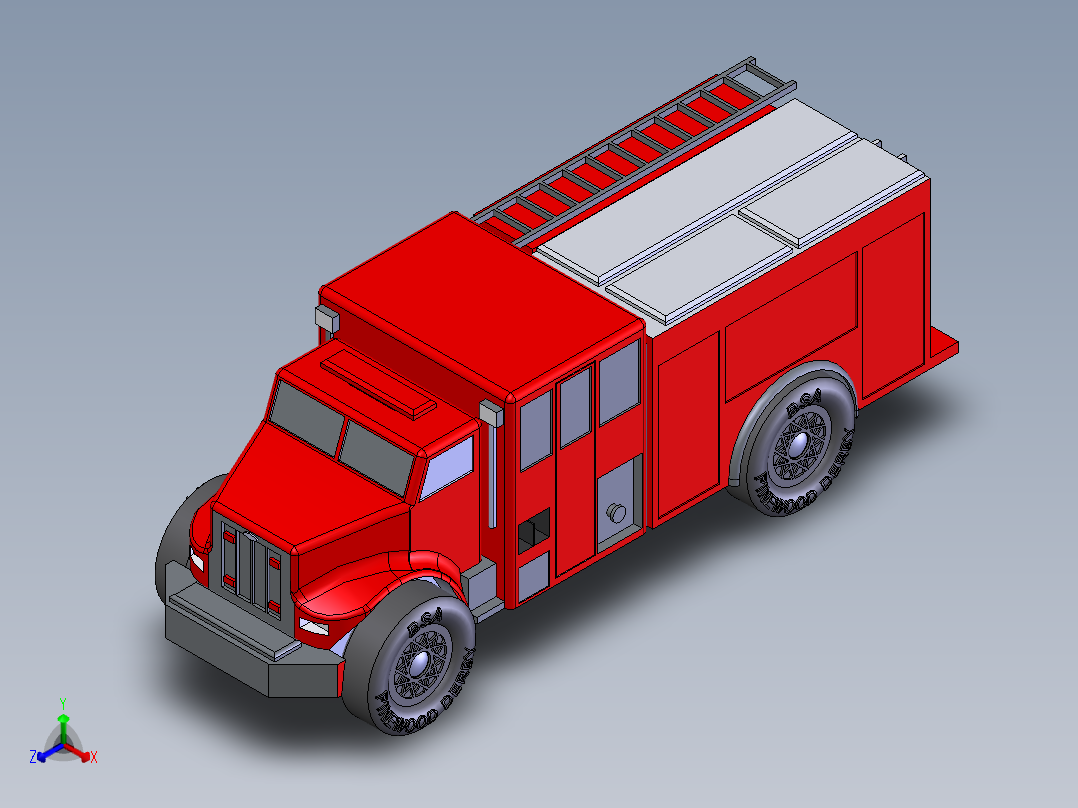 消防灭火车正等轴测图