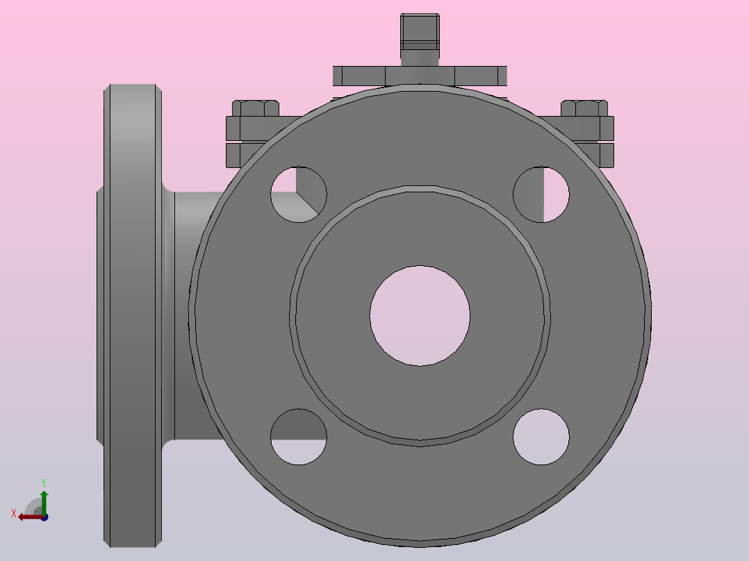 三通球阀[1.5-DN25三通球阀（3-way Ball Value）]后视图