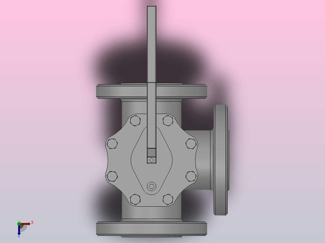 三通球阀[1.5-DN25三通球阀（3-way Ball Value）]俯视图