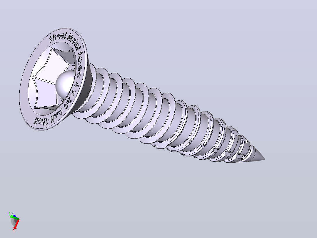 钣金螺钉4x20mm(带防盗固定头主视图