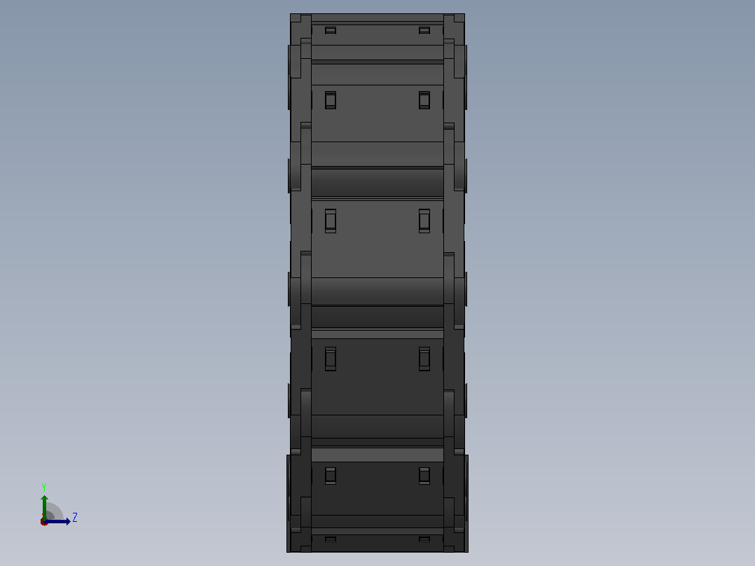 弯曲半径125内高35两侧打开型封闭式拖链_DMD35CD-35-75-125R-30左视图