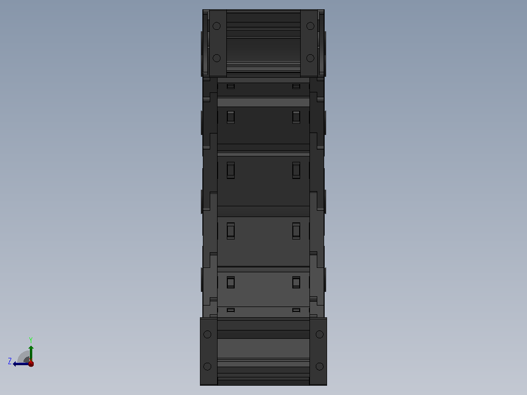 弯曲半径125内高35两侧打开型封闭式拖链_DMD35CD-35-75-125R-30右视图