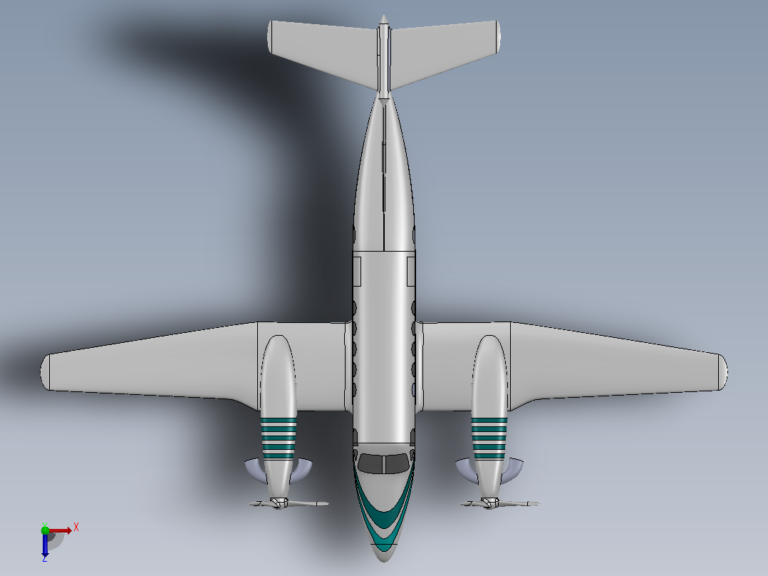 Air B 200飞机俯视图
