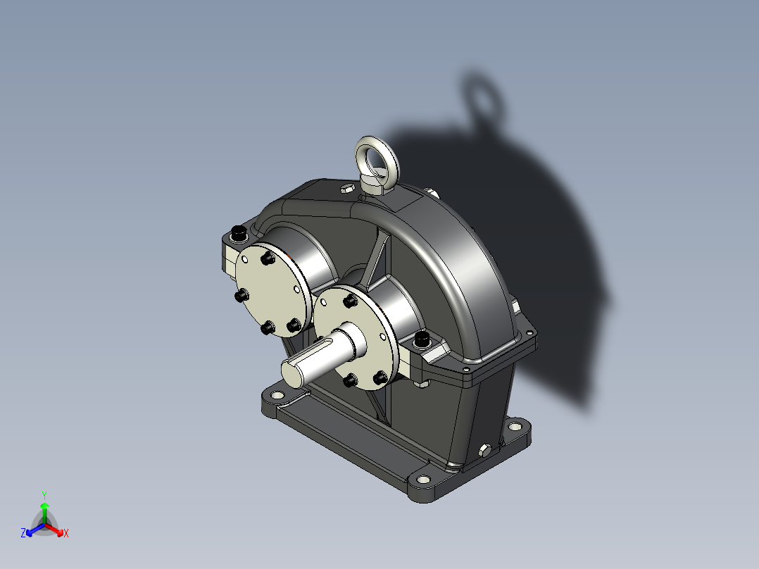 一级斜齿圆柱齿轮减速器3D数模图纸 STP格式