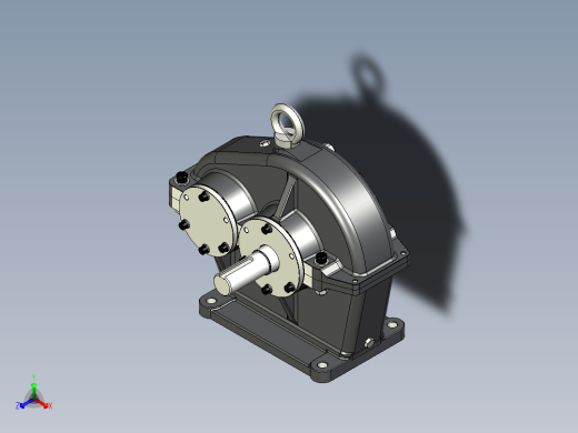 一级斜齿圆柱齿轮减速器3D数模图纸 STP格式