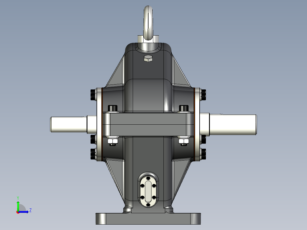 一级斜齿圆柱齿轮减速器3D数模图纸 STP格式左视图