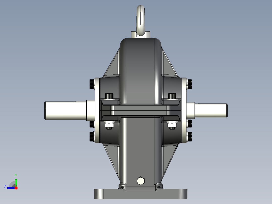 一级斜齿圆柱齿轮减速器3D数模图纸 STP格式右视图