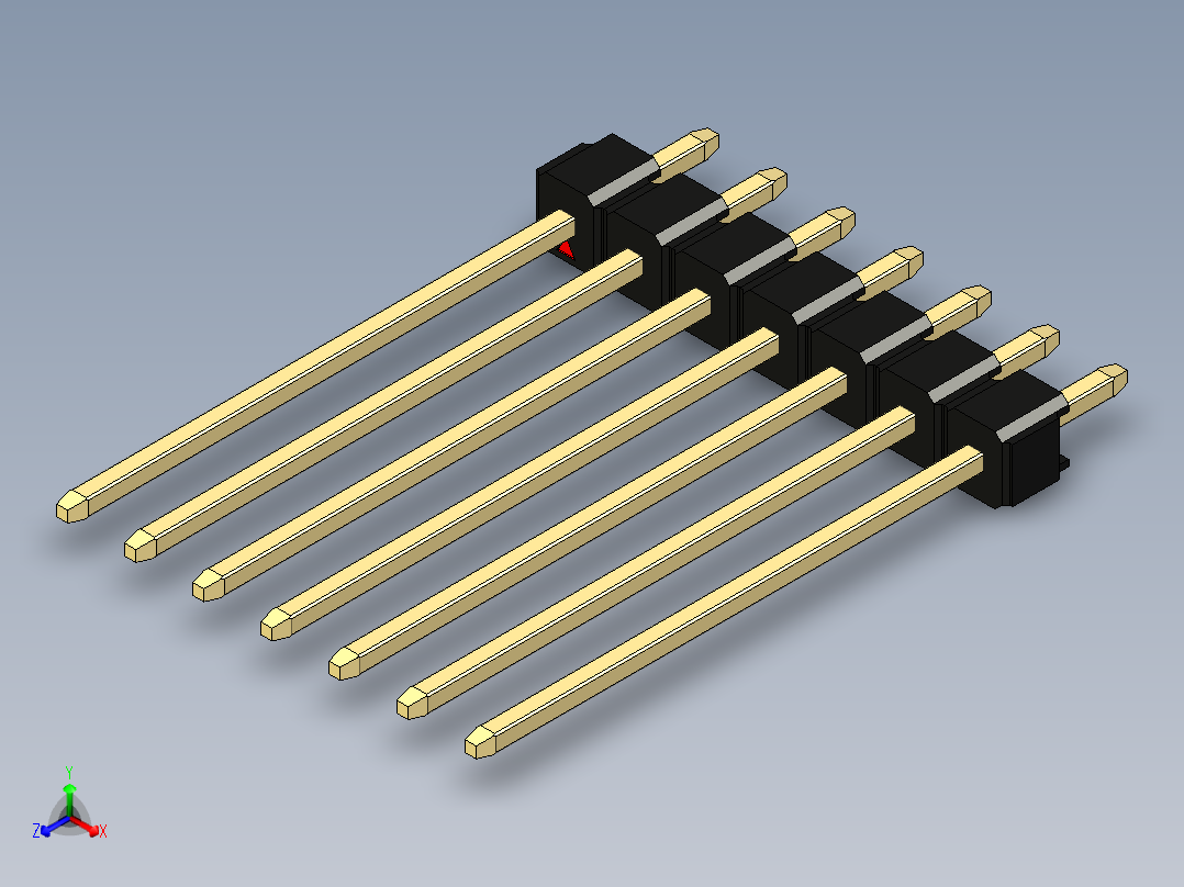 彩色公头100mil（2.54mm）系列-DS1021_black_1x07p_100mil_Type19_rev1.0主视图