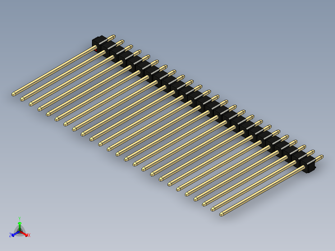 彩色公头100mil（2.54mm）系列-DS1021_black_1x25p_100mil_Type43_rev1.0主视图