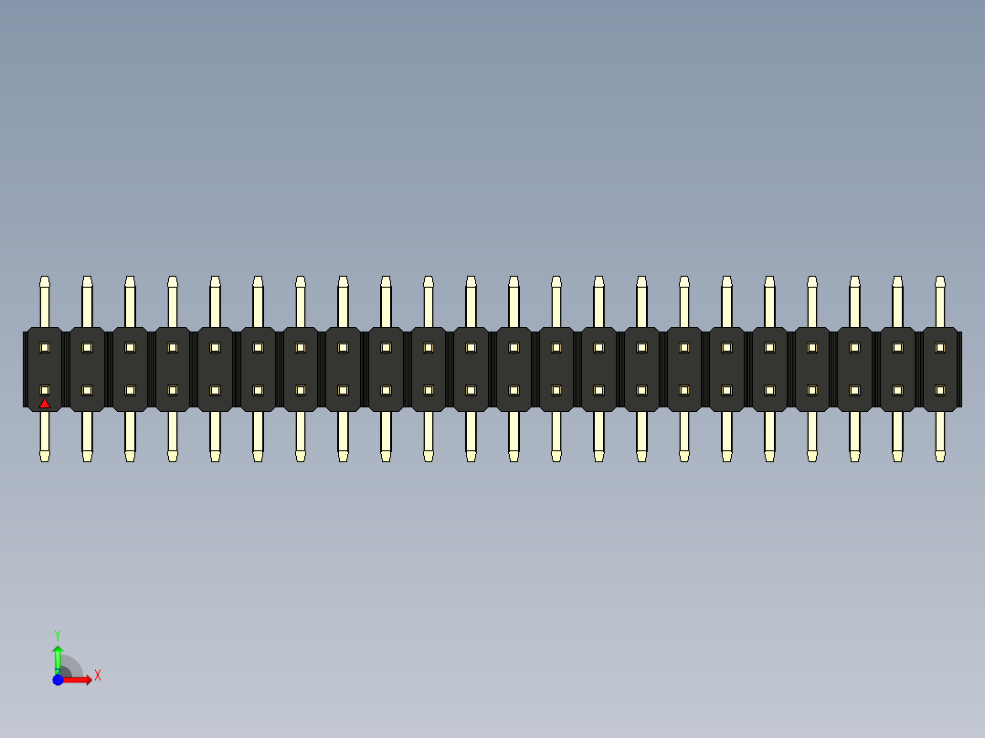 彩色公排针 100mil 2.54mm 系列-DS1022_black_44p_100mil_TypeSMT_rev1.0前视图