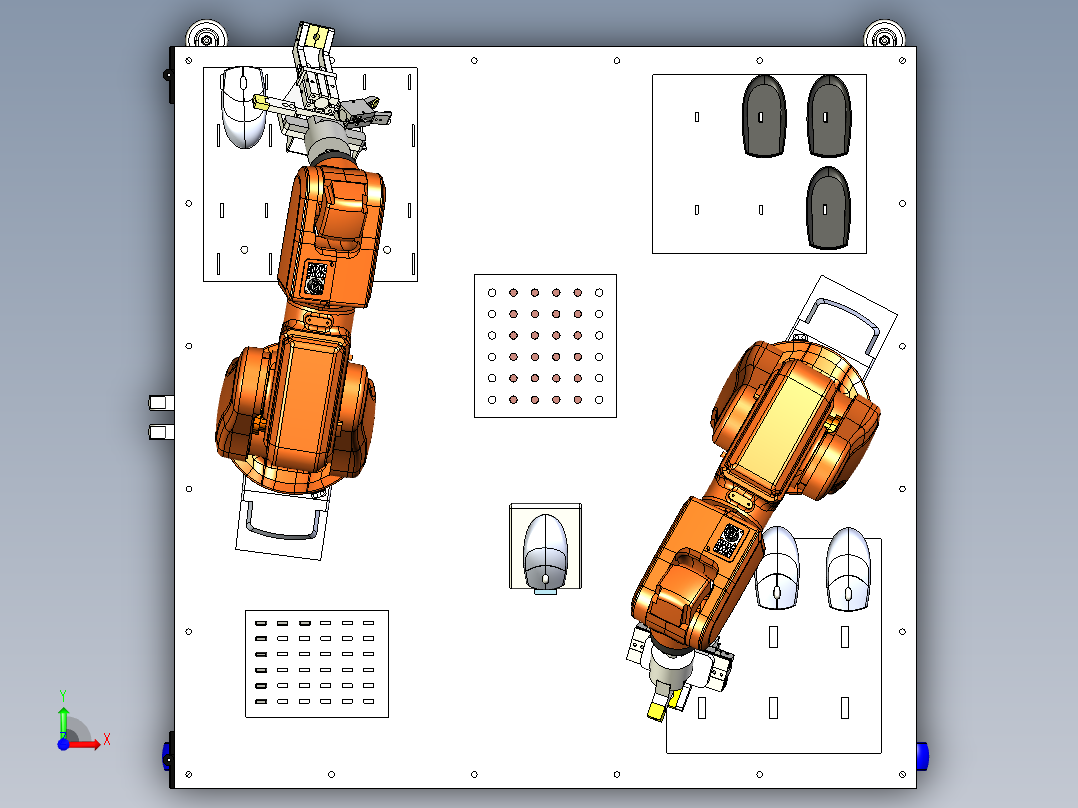 鼠标装配方案三维SW模型设计前视图