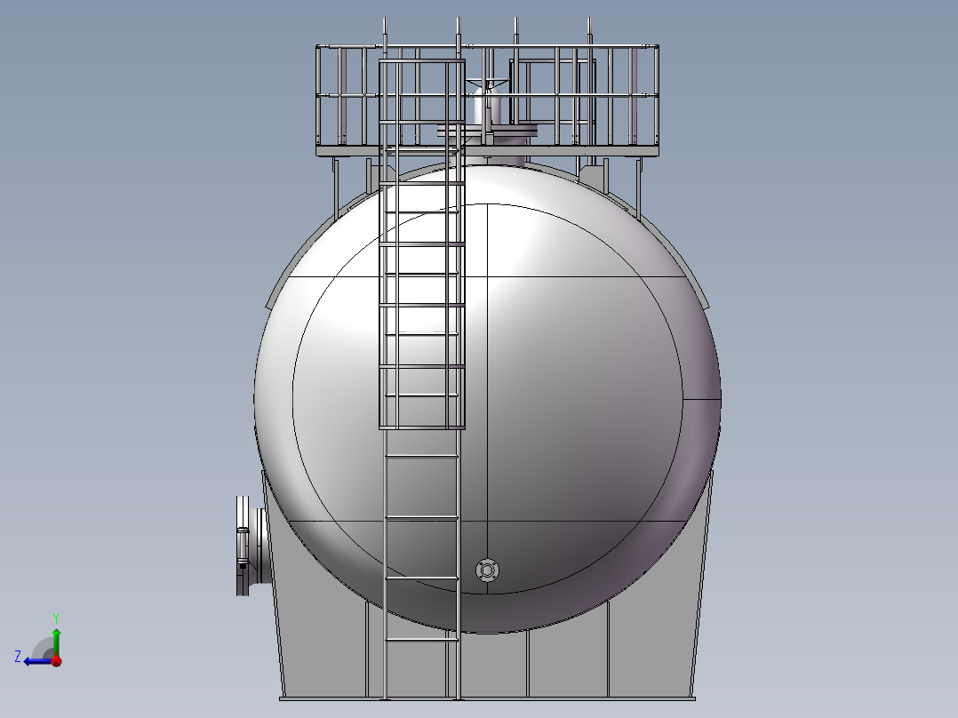 Tanks石油和天然气储罐压力容器右视图