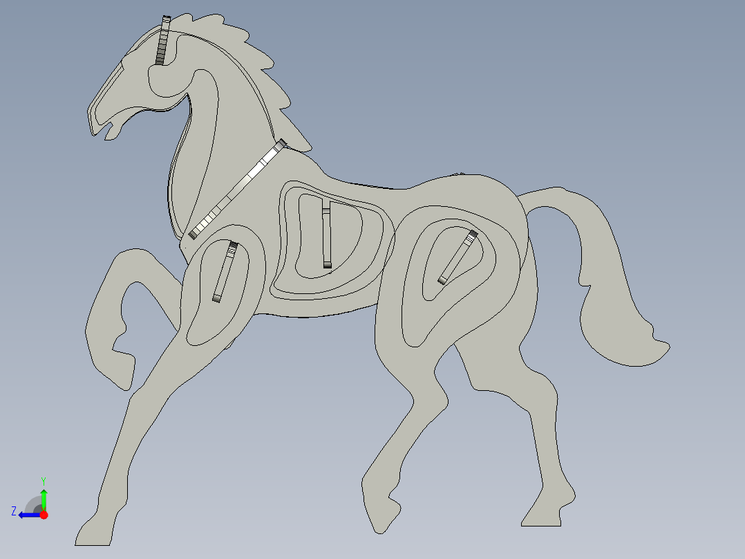 激光下料拼图兔子AutoCAD右视图