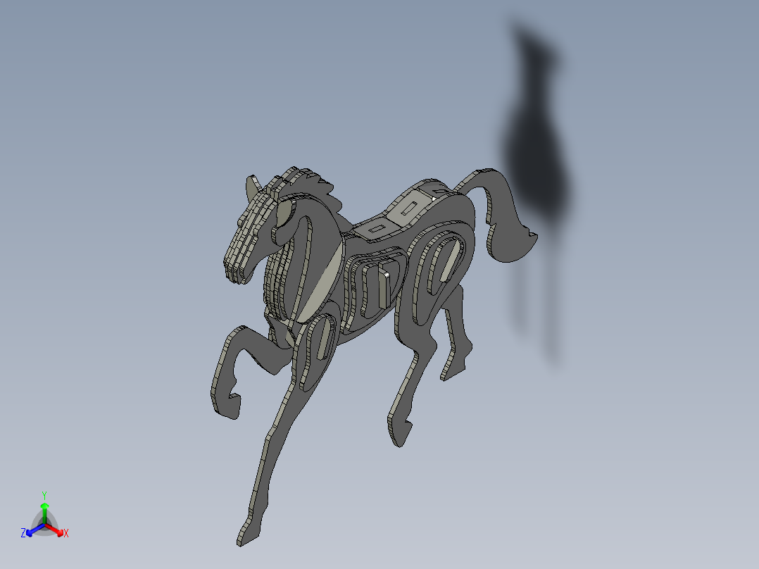 激光下料拼图兔子AutoCAD正等轴测图