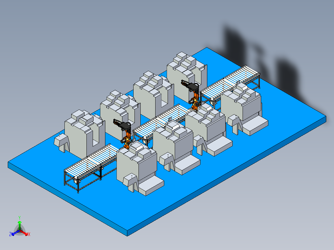 加工中心机器人上下料机加生产线布局设计