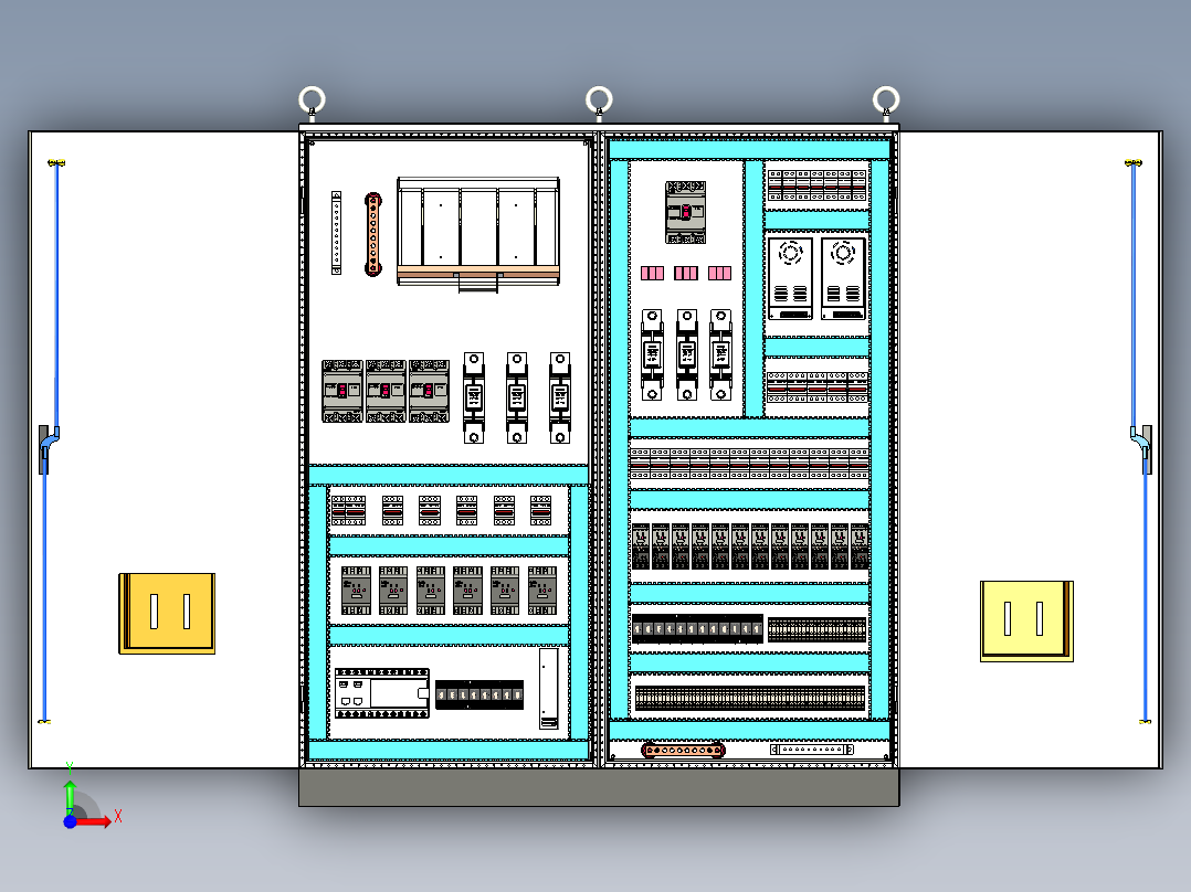 双柜组装刀开关4011交流接触器风机控制柜前视图