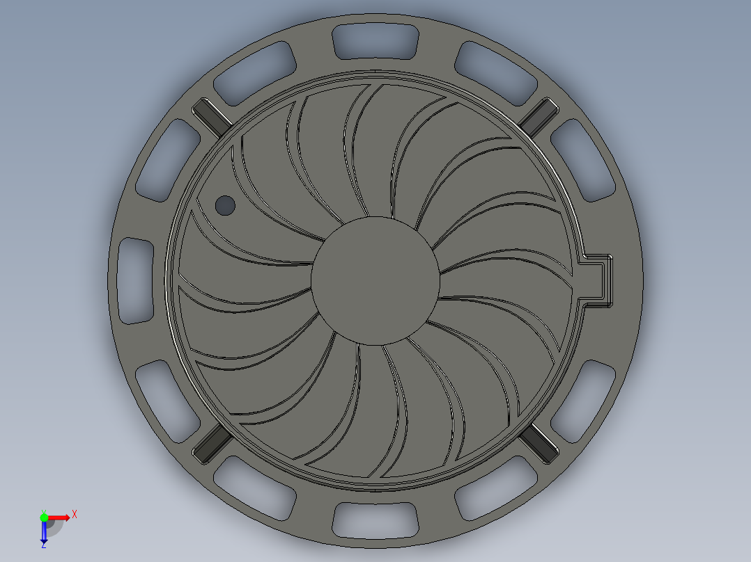 人孔cast-iron-sewer-manhole 3 STP IGS STL俯视图