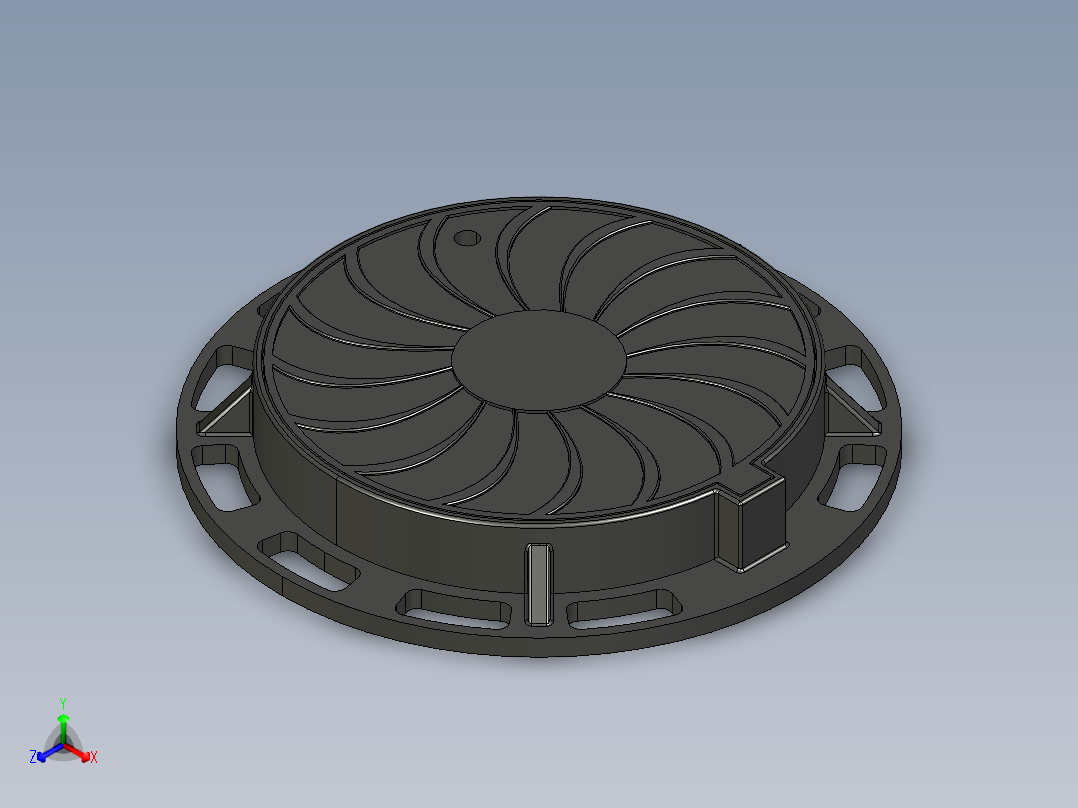 人孔cast-iron-sewer-manhole 3 STP IGS STL正等轴测图