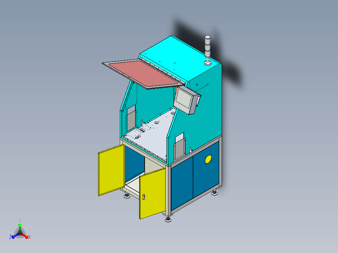 非标装配设备钣金外框架设计正等轴测图