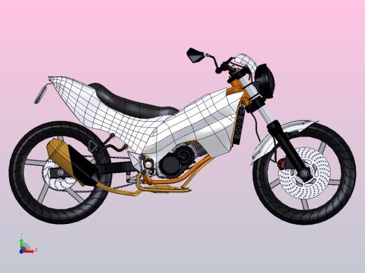 配双缸发动机的完整摩托车前视缩略图