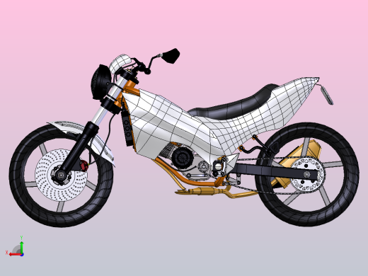 配双缸发动机的完整摩托车后视缩略图