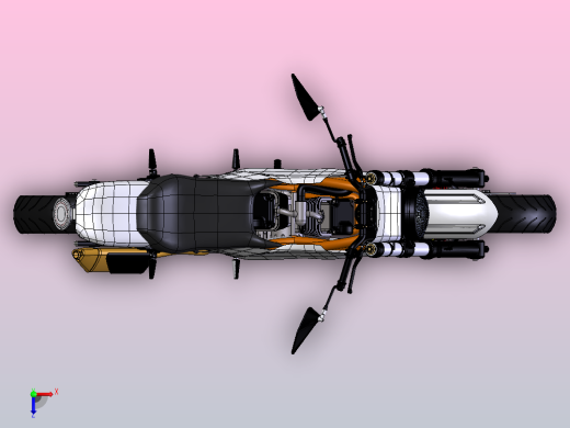 配双缸发动机的完整摩托车俯视缩略图
