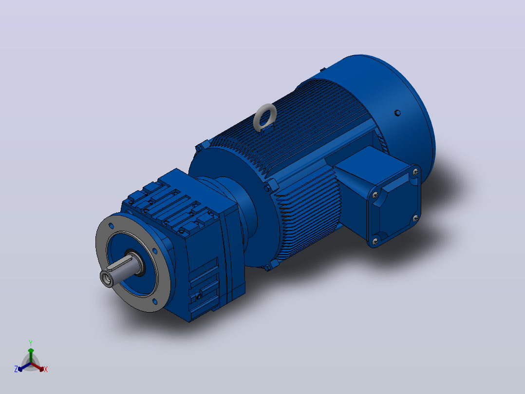 RF27法兰轴伸式安装斜齿轮减速机RF27-Y1.5-4P-90L-M1-0°-Φ140主视图