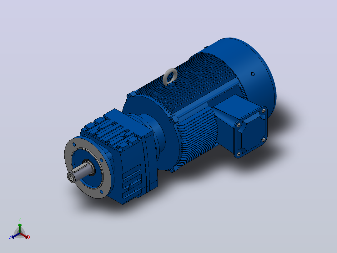 RF27法兰轴伸式安装斜齿轮减速机RF27-Y1.5-4P-90L-M1-0°-Φ140正等轴测图