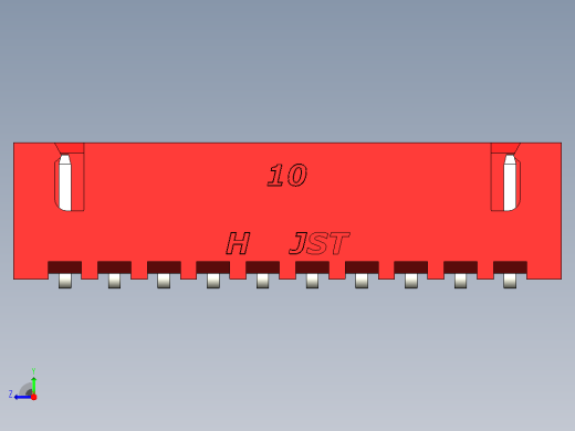 红色JST XH 10针连接器P 2 54mm成角度右视缩略图