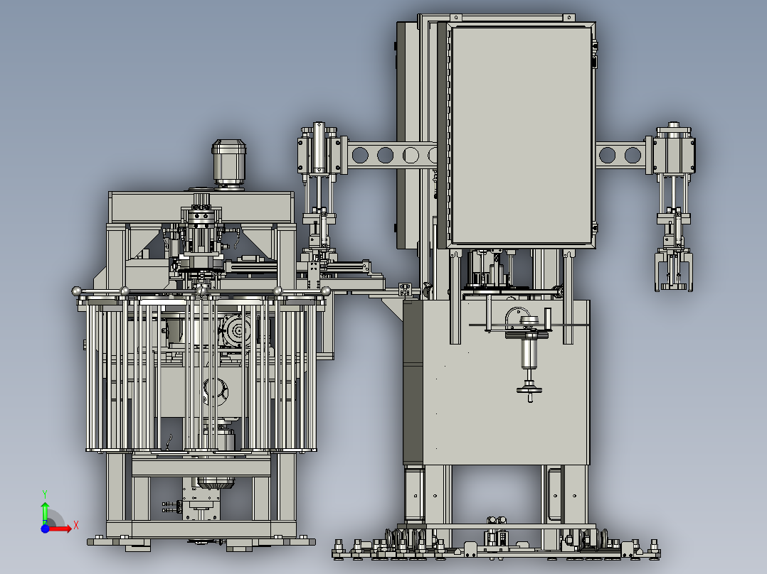 多工位双转台生产组装线step格式前视图