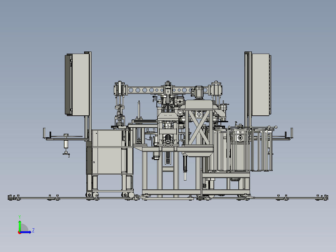 多工位双转台生产组装线step格式左视图