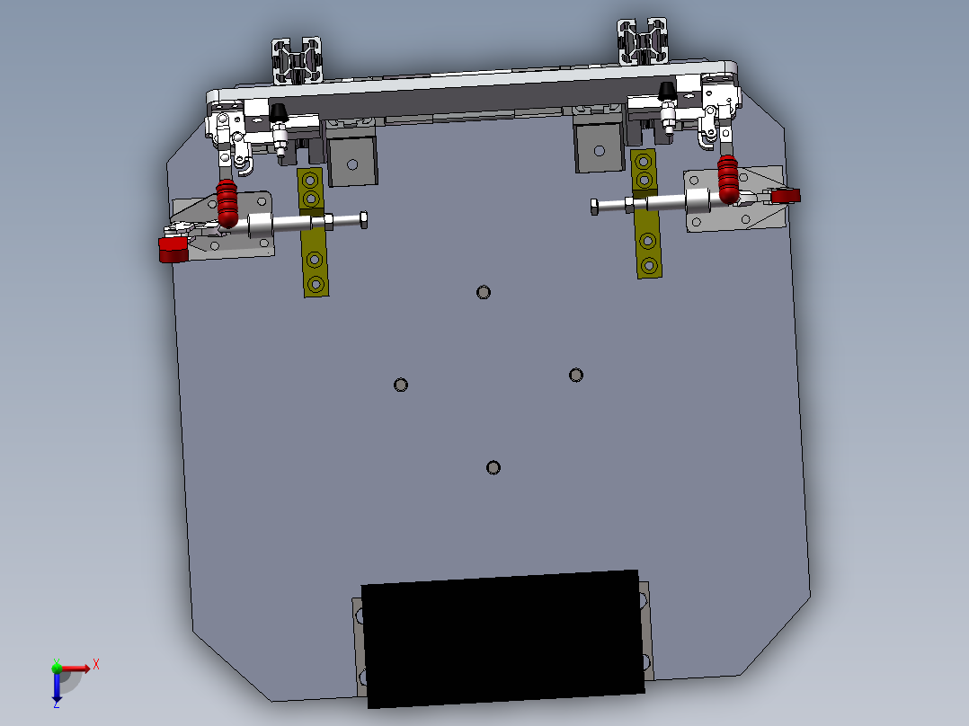 汽车扶手旋转装配工装俯视图