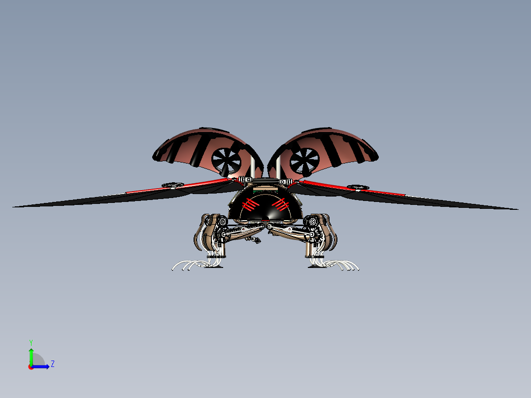 2款机械瓢虫蒸汽朋克机器甲虫模型3D图纸 STP格式左视图