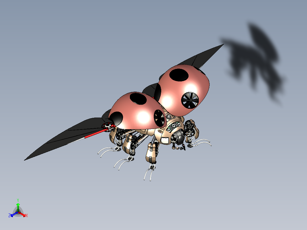 2款机械瓢虫蒸汽朋克机器甲虫模型3D图纸 STP格式正等轴测图