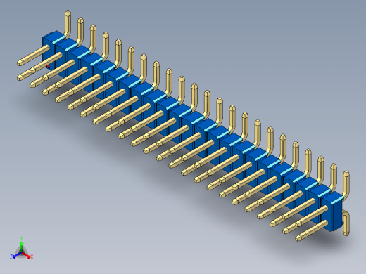 彩色公排针 100mil 2.54mm 系列-DS1022_blue_46p_100mil_TypeSMT_rev1.0正等轴测缩略图
