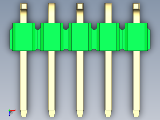 彩色公排针 100mil 2.54mm 系列-DS1022_green_05p_100mil_Type_SMT_R1_rev1.0俯视缩略图