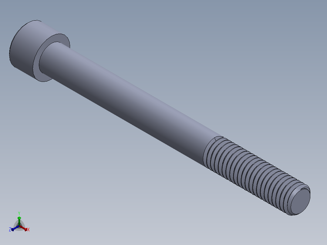 粗螺纹 SHCS 螺钉-SHCS 0.5.x13x5.SLDPRT正等轴测图