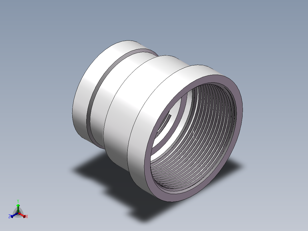 管箍-异径有边 DN50-DN40正等轴测图