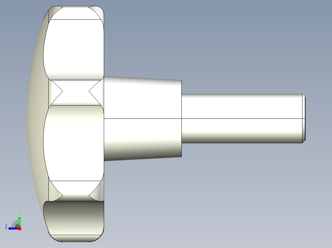 星型把手2474-3D多系列多零件图纸模型右视图