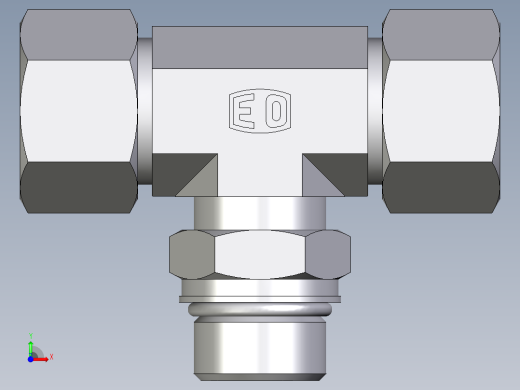 卡套式工业通用硬管接头EO_Adjustable_locknut_branch_tee_TEE20ZSMORCF前视缩略图