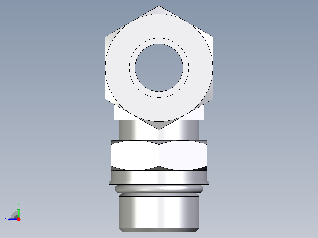 卡套式工业通用硬管接头EO_Adjustable_locknut_branch_tee_TEE20ZSMORCF右视图