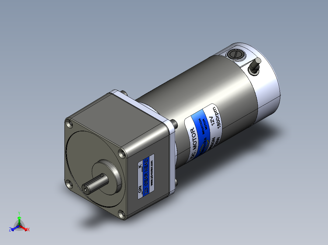 齿轮马达DC汽车松冈08SGN 12V 120W正等轴测图